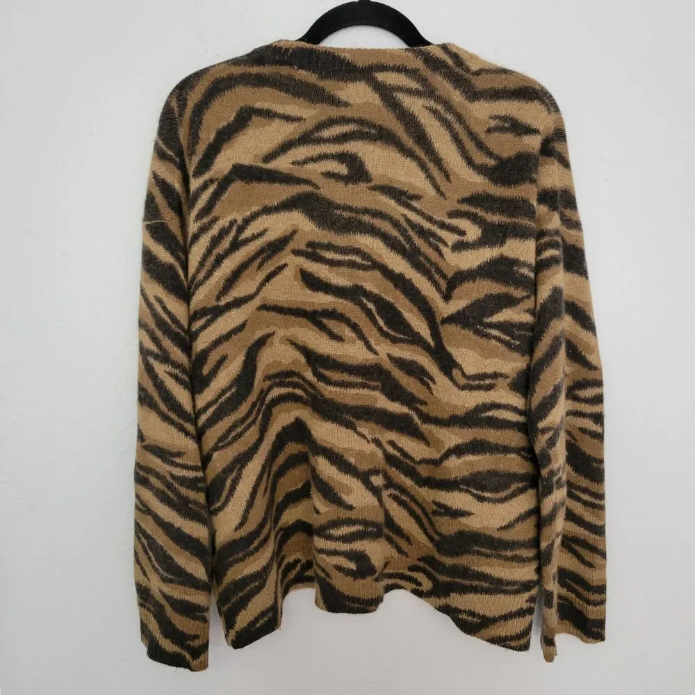 Zadig & Voltaire Tan and Black Tiger-Print Crewneck Sweater - Picture 7 of 10